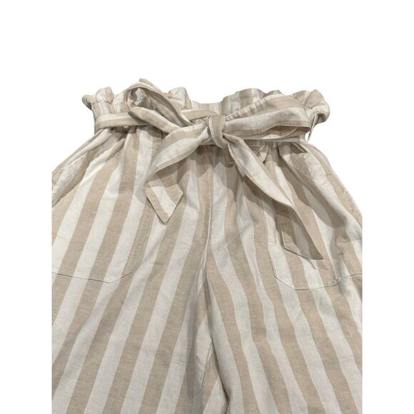 Marine Layer Caroline Pant in Tan/White Stripe‎ Wide Leg Flowy Hemp Size Small - Picture 5 of 11